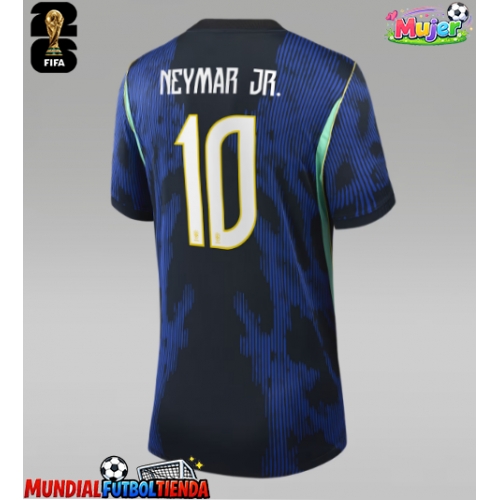 Camiseta Brasil Neymar Jr #10 Segunda Equipación Replica Mundial 2026 para mujer mangas cortas